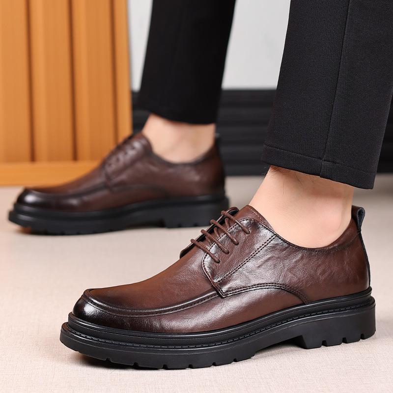 

Leather Shoes Men s Hand Grab Youth Platform Suit Shoes British Fashion Groom Wedding Shoes 2025 38