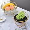Wire Fruit Basket with Glass Tray Marble-Style Elevated Pedestal