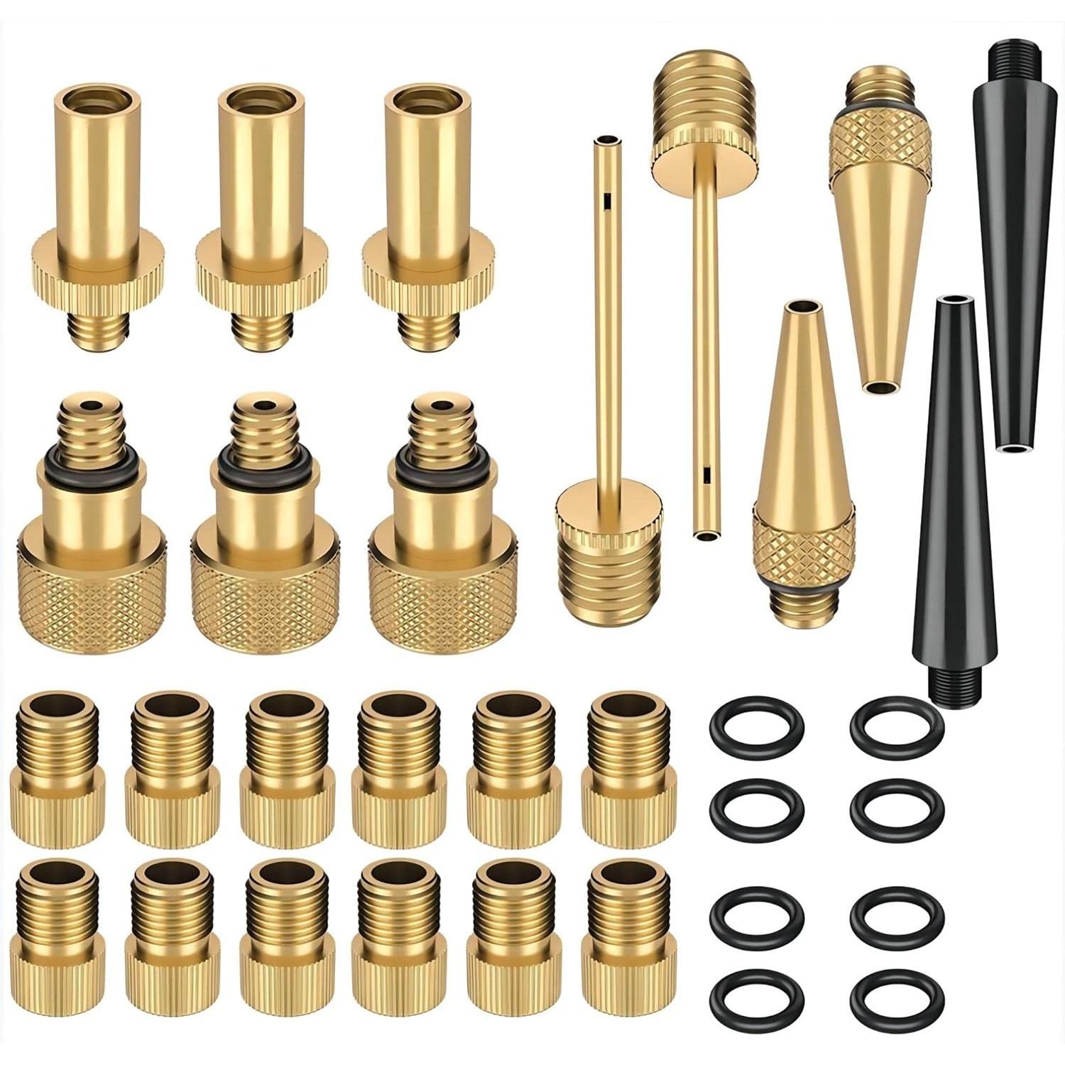 High-Grade Brass Valve Adapter, Bicycle tire Valve Adapter 32-Pack