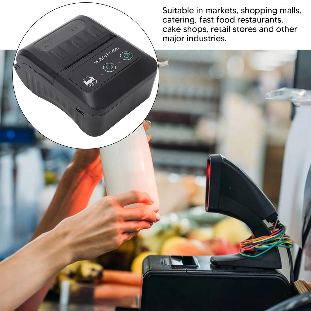 58mm Portable Mini Thermal QR  Printer 2in Cordless USB Receipt Ticket Thermal Printer for Android Ticket Thermal Printer
