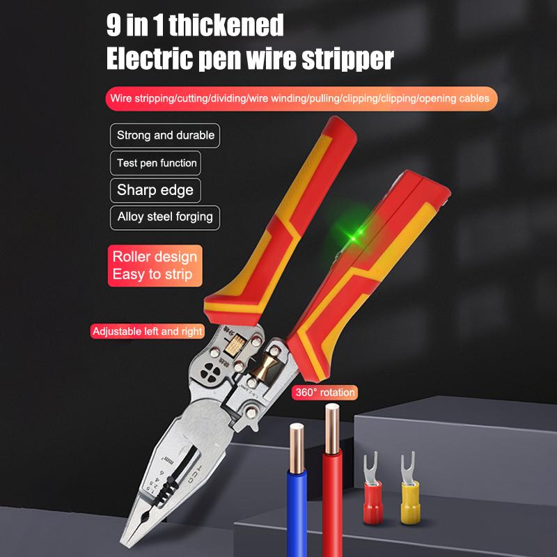 Electrician Plier 8-in-1 Multifunctional Versatile Wire Stripping Pliers Electricity Measurement Non-slip Wire Stripping Plier