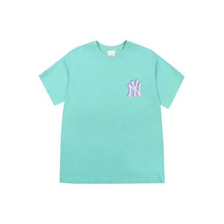 MLB New York Yankees Letterdruck Locker geschnitten Rundhalsausschnitt Kurzarm Amerikanisches Vintage T-Shirt Unisex T-Shirt Grün 31TSN5131-50T