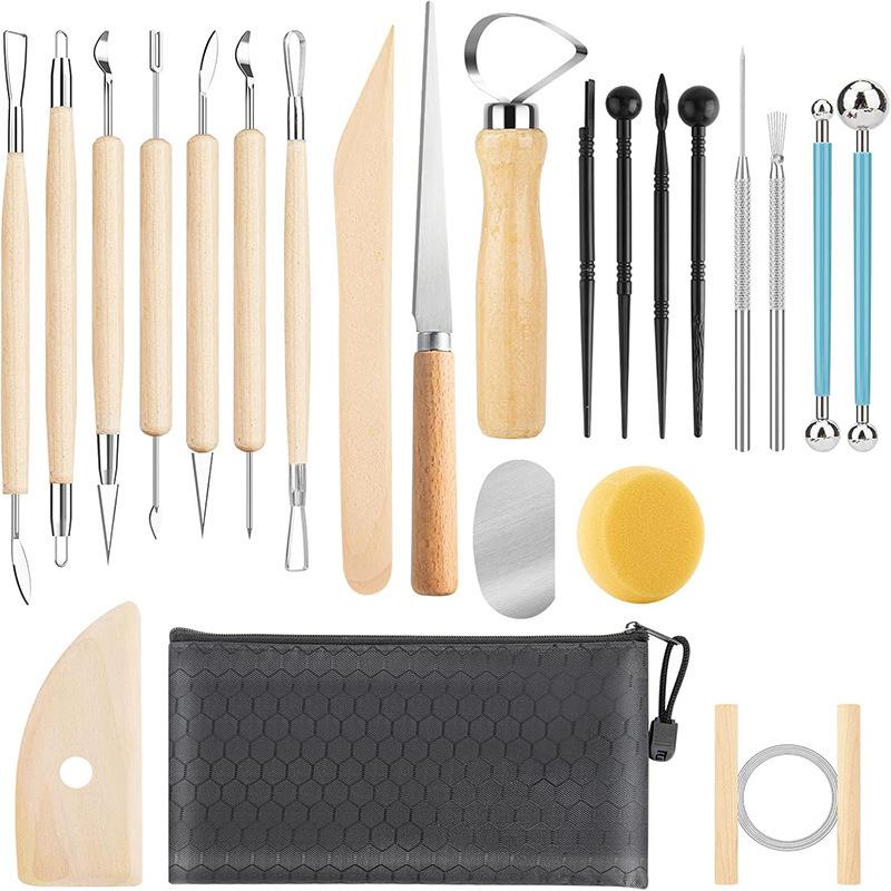 Ensemble d'outils de modelage en argile de poterie en cinq pièces pour sculpture DIY