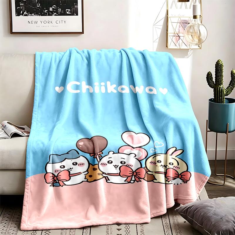 Chiikawa Theme Blanket Suitable For The Sofa Camping And Travel Made Of Soft Flannel Material An Ideal Gift For Occasions Such As Birthday