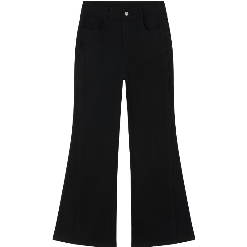 JUZUI Women s Slim Fit Flared Black Denim Pants XL