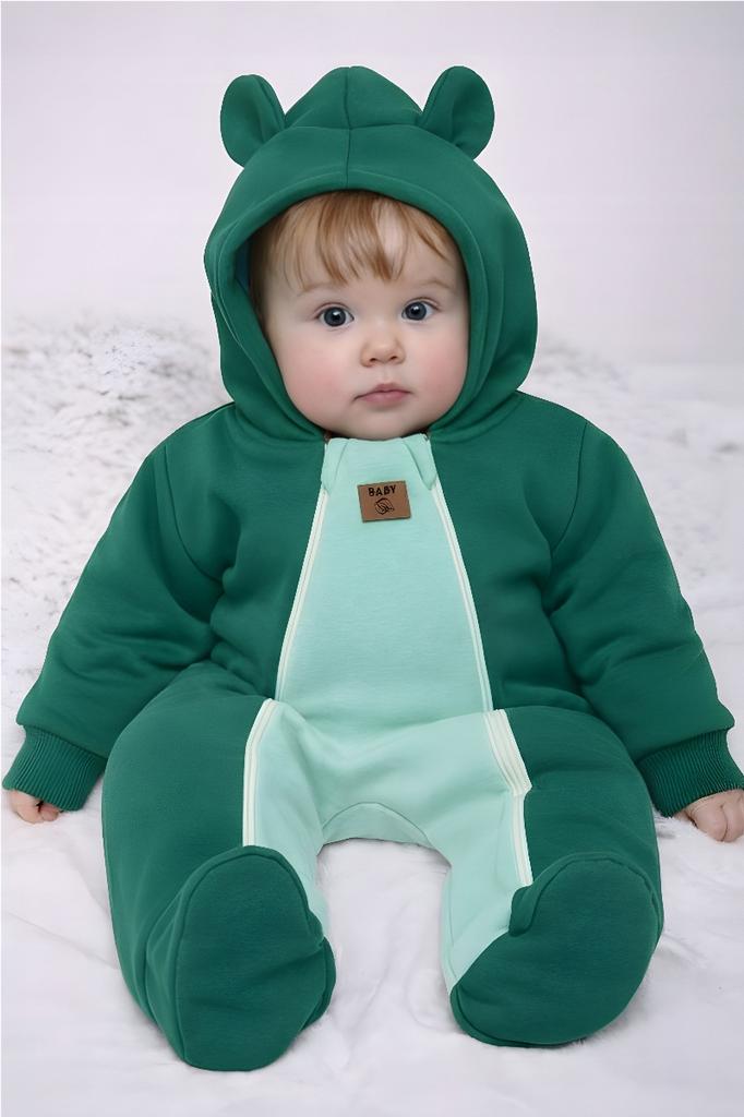 Baby Jumpsuit 80 Two Zippers Transitional Spring Bottle Mint