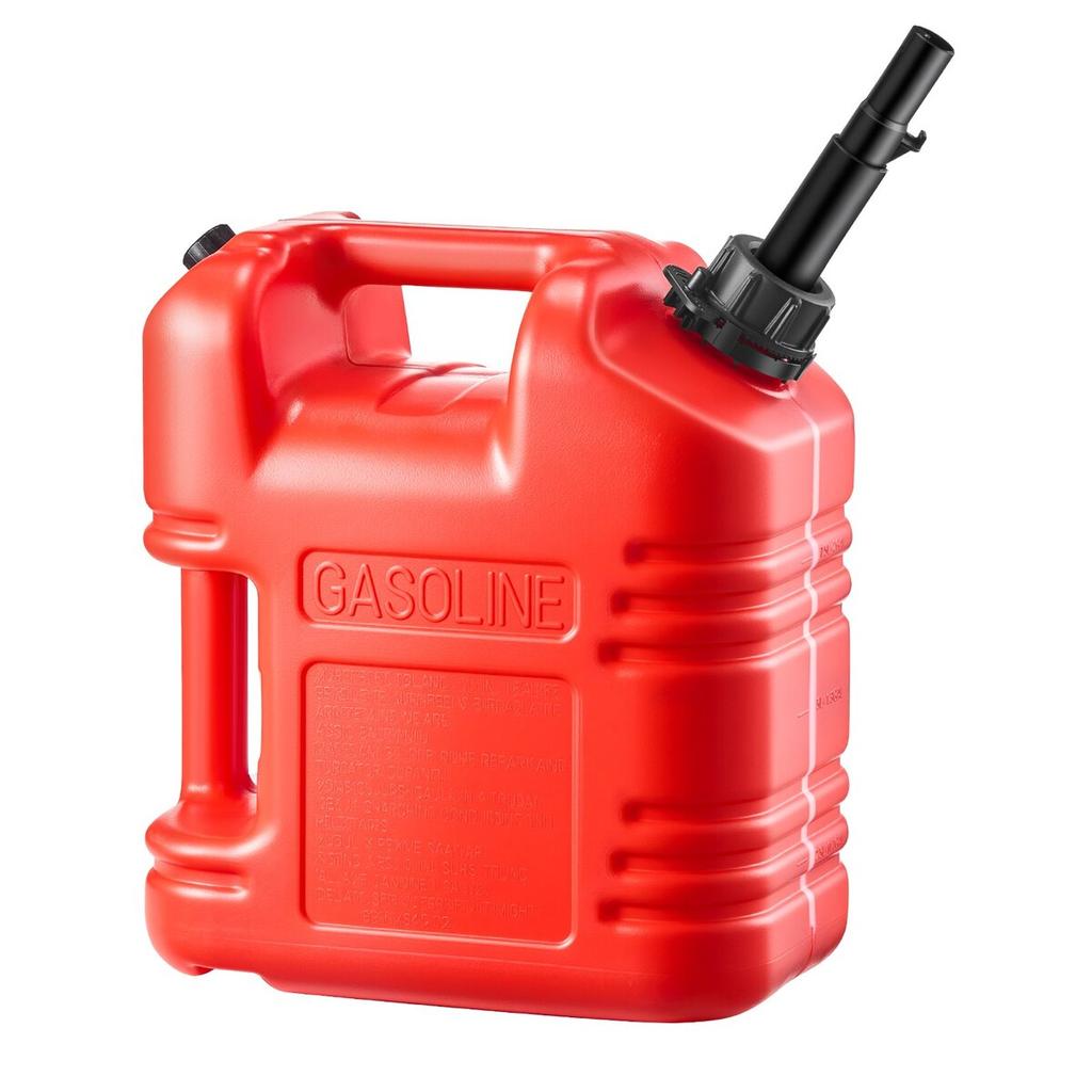 Fuel Container, 9.5 L, Gas Tank with Spout & Clear Scale, 15 L/min Max Flow Rate, Secure & Leak-proof, Portable Flat Fluid Container for Most Cars
