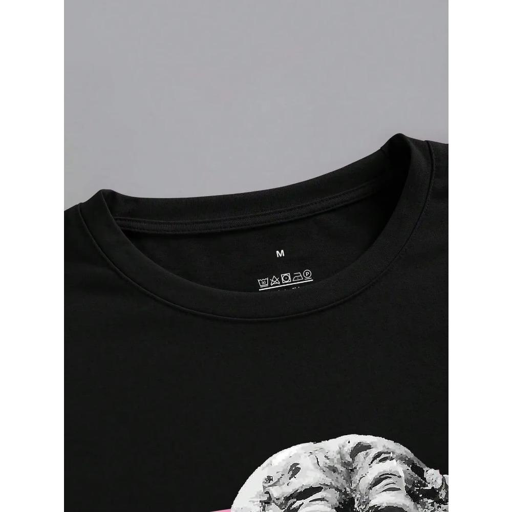 Intensive Gefühle Parodie Skulptur Kunstdruck Kleidung Männer Übergröße Atmungsaktives T-Shirt Sommer Locker Lässig Kurzarm Baumwoll-Tee