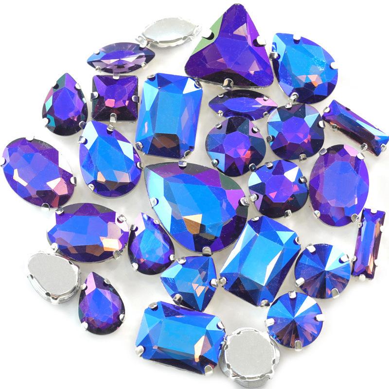 Mixed Claw Drill Glass Plated AB Crystal Sewing Drill Rhinestones Single Claw DIY Jewelry Accessories Wedding Clothing Accessories
