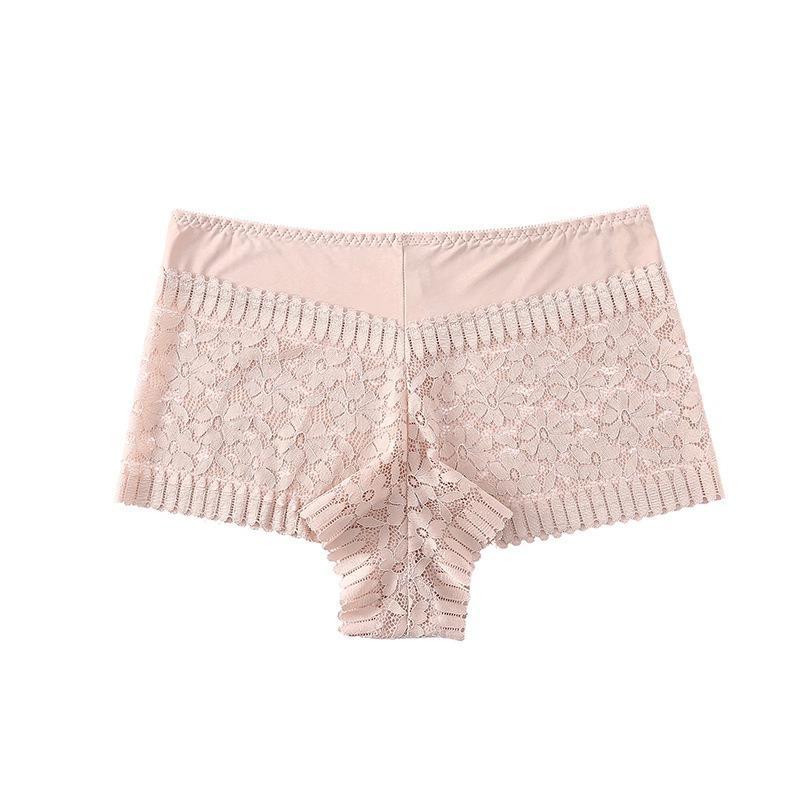 

Женские бесшовные трусики средней талии летнее нижнее белье с кружевом тонкий дизайн дышащий чистый хлопок интерьер модные треугольные брюки 1XL（150-190）