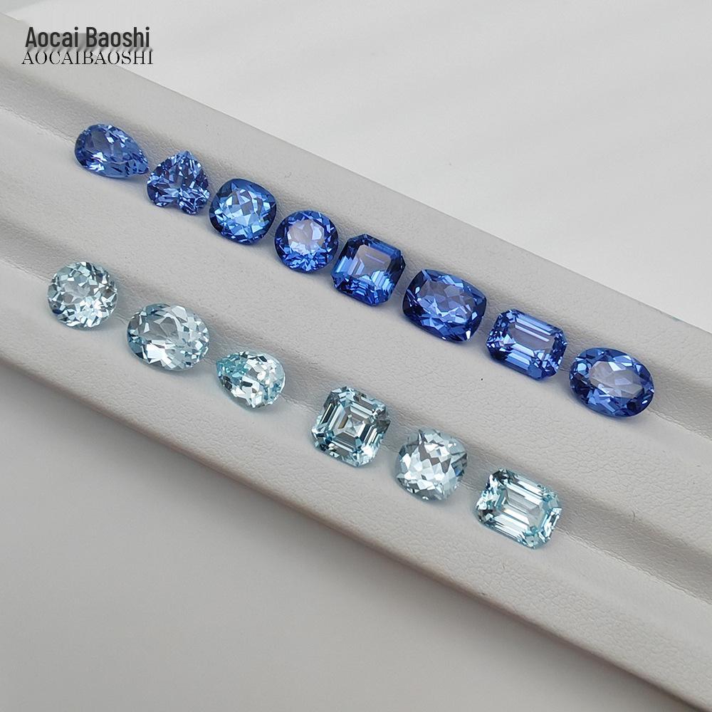 Kultivierter Blauer Saphir Kornblume Lose Steine Fassung Verschiedene Formen Schmuck Zubehör
