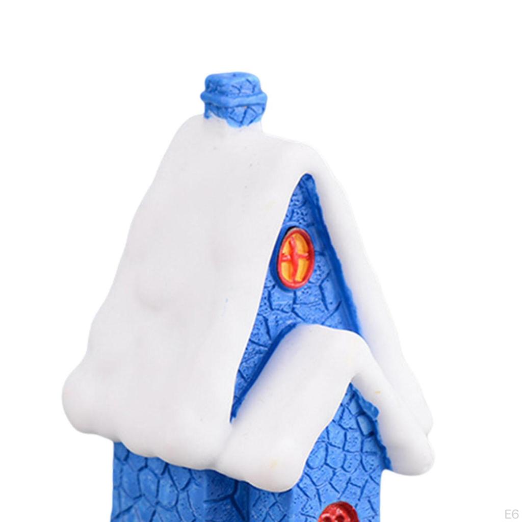 Mini Christmas Miniature Ornament Village House Figurines Xmas Hanging Figures Resin Statue for