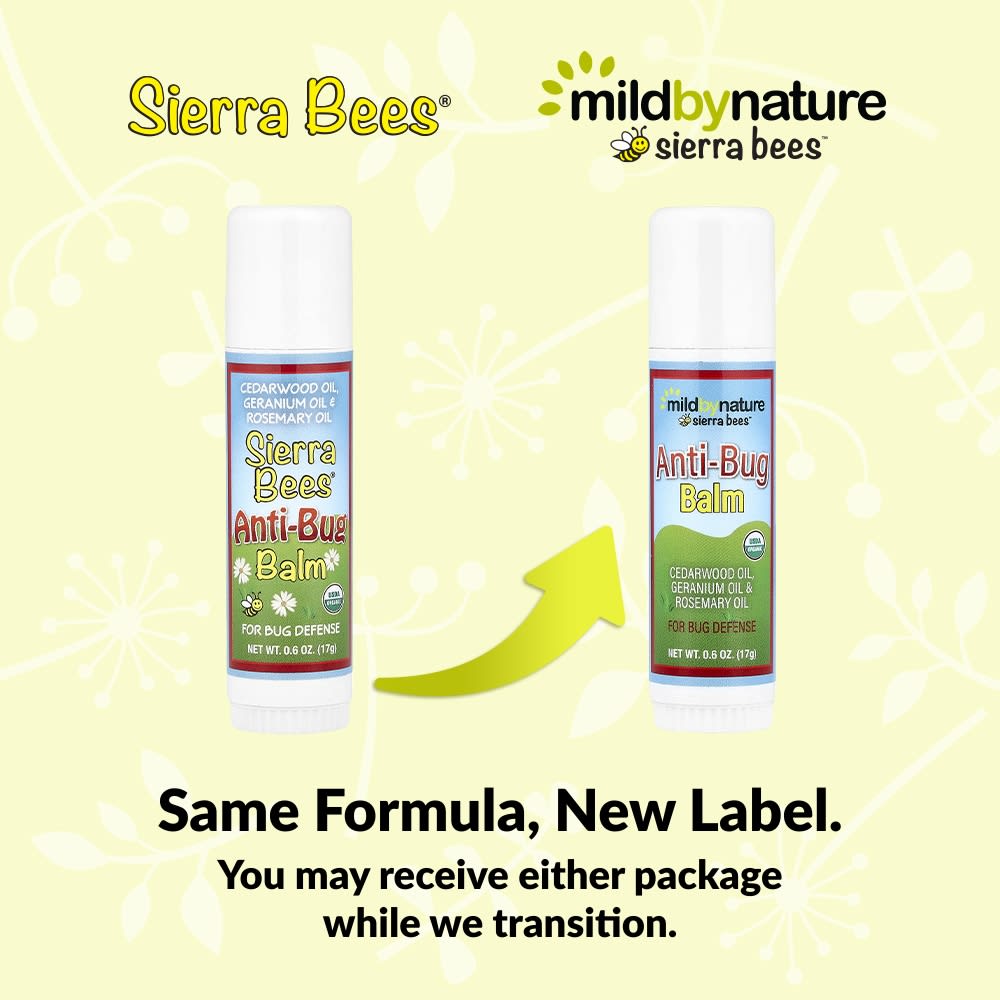 Mild By Nature, Anti-Bug Balm Stick, Cedarwood, Geranium, and Rosemary Oils, 17g (0.6oz)