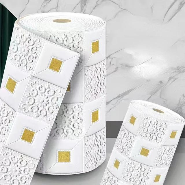 1/2/3/5/10m 3D Ceiling Pannel Wall Stickers Self Adhesive Foam Home Decoration DIY PVC Wallpaper Living Room Kids Bedroom