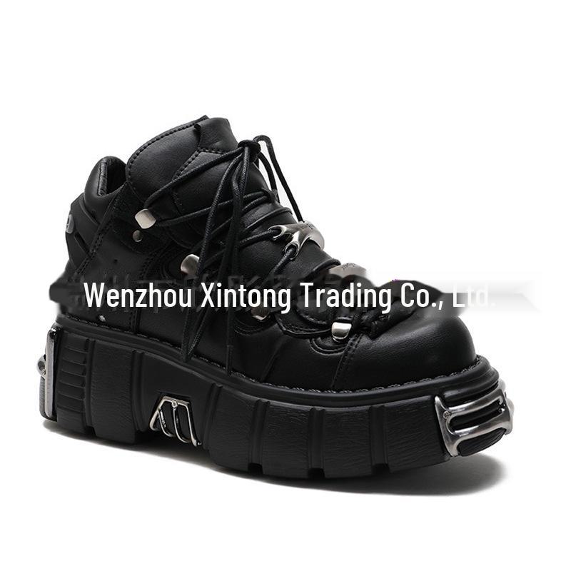 

Весенние женские высокие панковские мотоциклетные ботинки 2023 года с толстой подошвой 41 чёрный