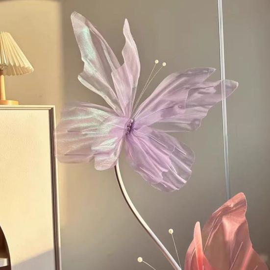 Faux Silk Yarn Artificial Butterfly Giant Large 3D Simulation Tulle Fake Butterfly Prop Butterfly Display