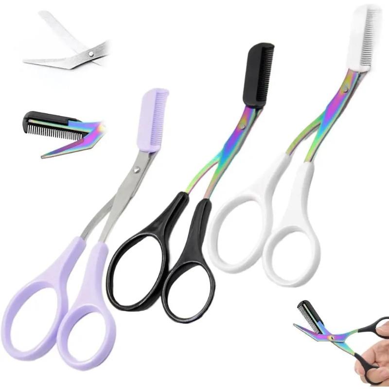 Beauty Trimmer Stainless Steel Eyebrow Scissors with Comb for Personal Care Portable Non Slip Professional Makeup Tool Scissors