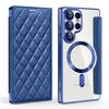 Luxury PU Leather Electroplate Magnetic Card Holder Phone Case for S22 S24 Ultra S25 Plus FE Transparent Shockproof Back