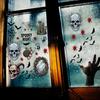 And Skull Cling Halloween Electrostatic Glass Stickers, Demon Blood Handprints Bats Scary Window Pattern Clings, Spooky Stickers for Doors Mirrors