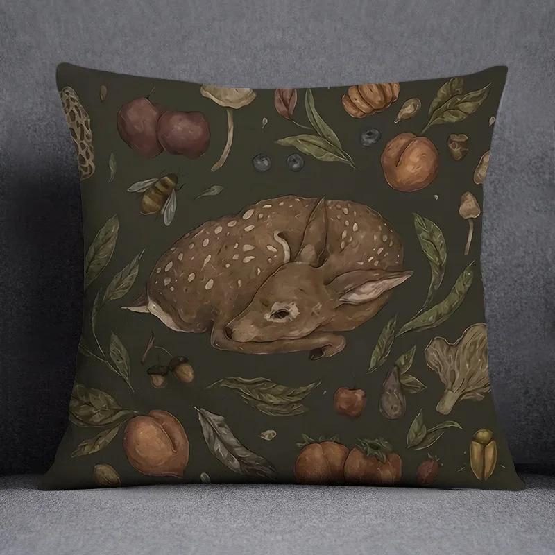 Forest Animal Series Decorative Pattern Pillowcase Living Room Sofa Bedroom Home Decoration Pillowcase Car Decoration Cushion