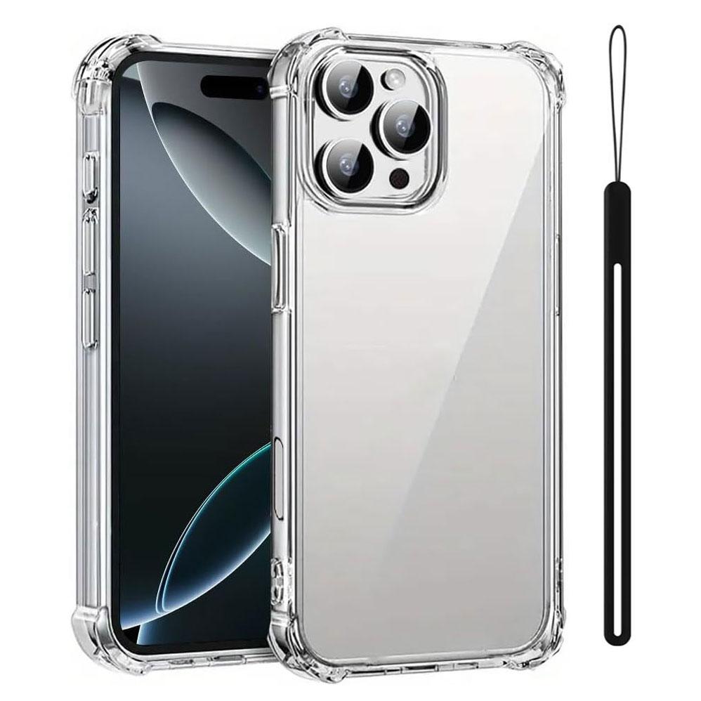 

Ultra Thin Silicone Case For iPhone 16 Plus 15 14 13 12 Mini 11 Pro XS Max XR X Transparent Soft Back Cover With Lanyard Cord For iPhone 13 Mini