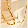 Chunky Chain Rope Link Stackable Necklace for Women, Stainless Steel Minimalist Jewelry, Gold Plated Oval Collar Chain Jewelry