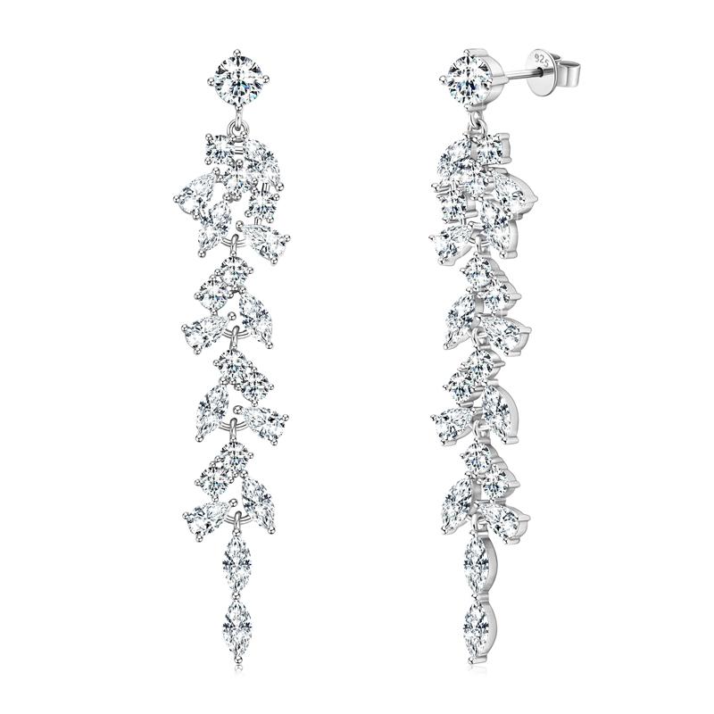 IOGOU Luxury Long Chandelier Drop Earrings Studs for Women Silver 925 5A Zircon Sona Engagement Wedding Earring New Jewelry