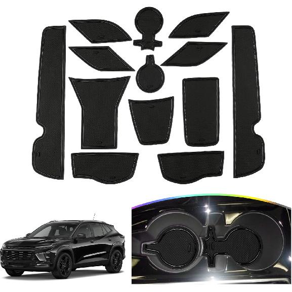 

SKTU 2024 2025 2026 Chevy Trax Door Slot Mat for 2024 2025 2026 Chevrolet Trax (LS,1RS,LT,2RS,ACTIV) 2024-2026 Trax Accessories 14PCS Fit 2024+ Trax Black Mat