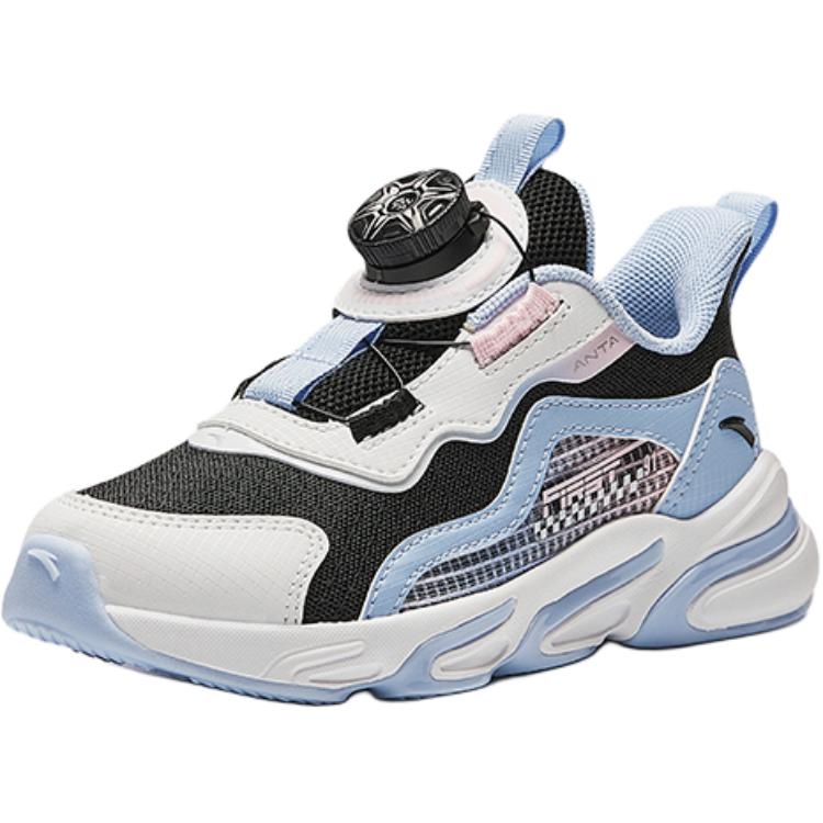 Anta Kids Mesh Comfortable Sports Testing Lightweight Shock Absorption Low Top Running Shoes Kids Running Shoes Black White Blue A22439919-2