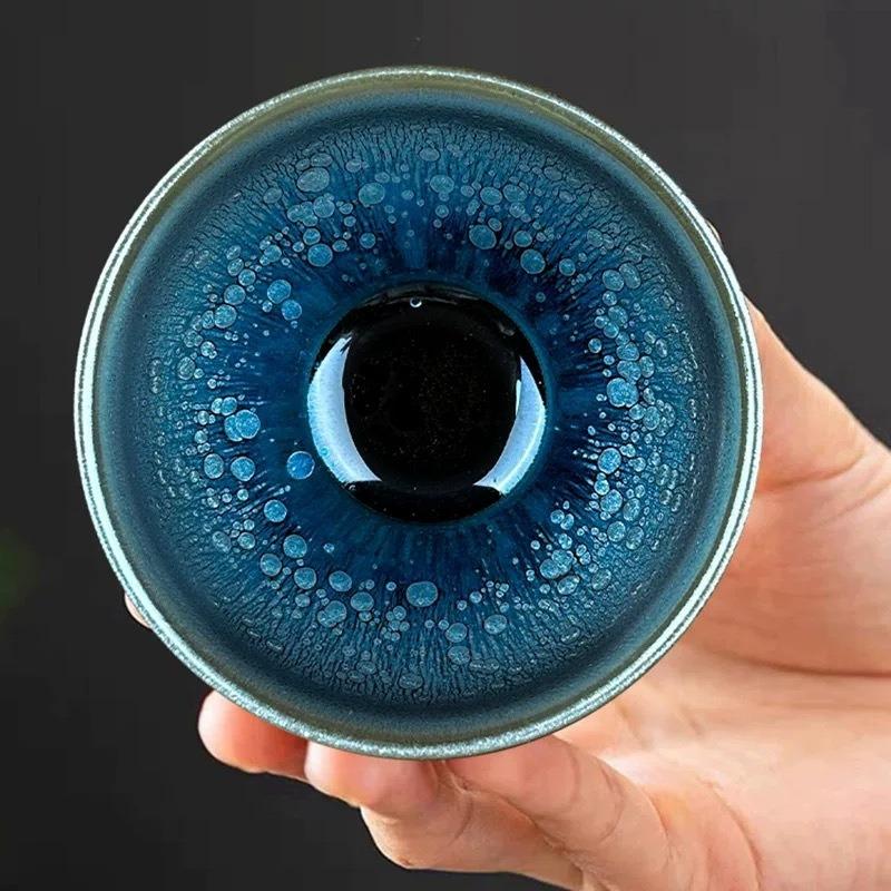Jianzhan Keramik Teetasse Handgefertigt Eisenkörper Chinesisches Gongfu Teeset Sternenfeld Glasur Persönliche Meistertasse für Teezeremonie Geschenk