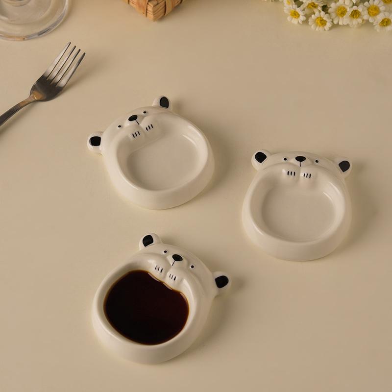 Ceramic Small Flavor Plate, Cute Little Dog Sauce Plate, Butter Small Plate, Mini Sushi Soy Sauce Dipping Bowl