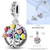 Inlaid Zirconium Sun 925 Silver Travel Balloon Butterfly Love Family Sister Heart Charm Fits Women Jewelry