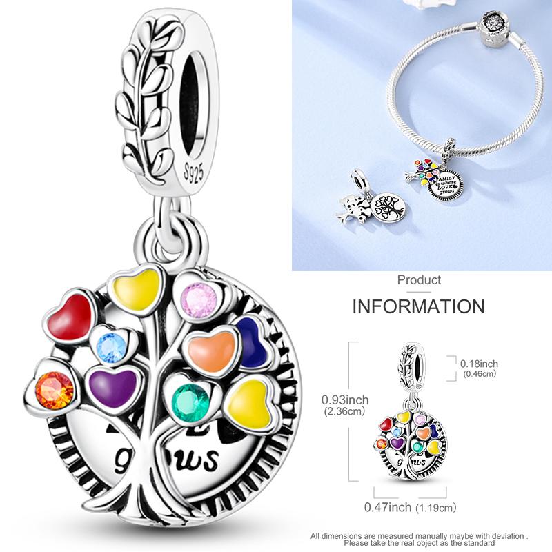 Inlaid Zirconium Sun 925 Silver Travel Balloon Butterfly Love Family Sister Heart Charm Fits Women Jewelry