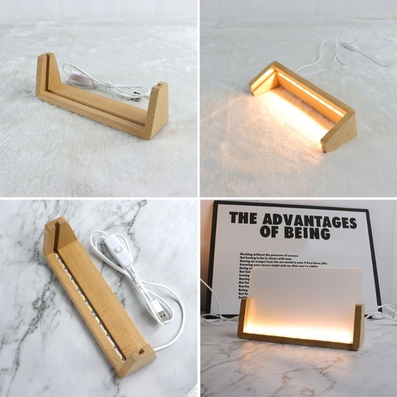 U-shaped Frame Light Base Wooden LED Display Base Pedestal Wood Night LED Light Lamp Base for Acrylic Crystal Glass