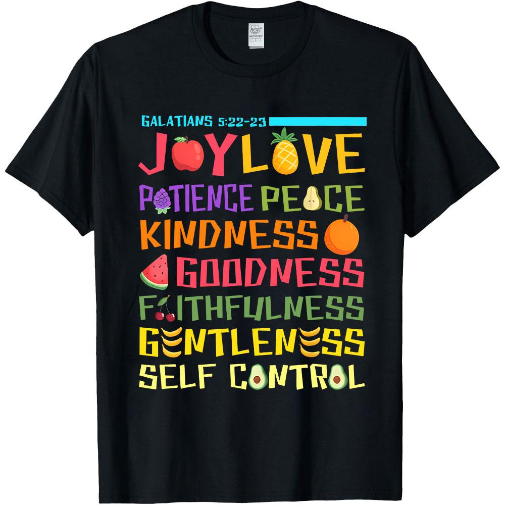 Fruit of The Spirit Christian High Quality Cotton Tshirt Faith Faith Main Bible Verse Summer Short Sleeve Tops Graphic T Shirts