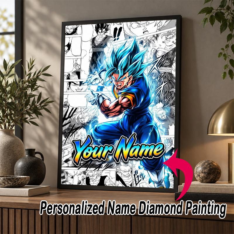 Personalized Gogeta Diamond Art Custom Name 5D Diamond Painting Full Drill DIY Craft