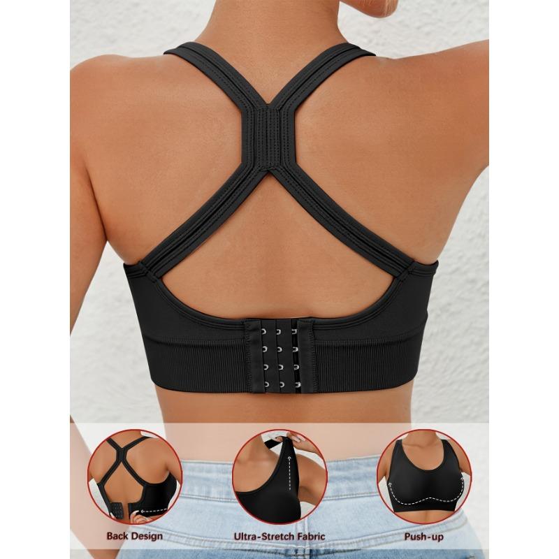 Women's Sage Green Crisscross Back Seamless Sports Bra High Support Workout Bralette