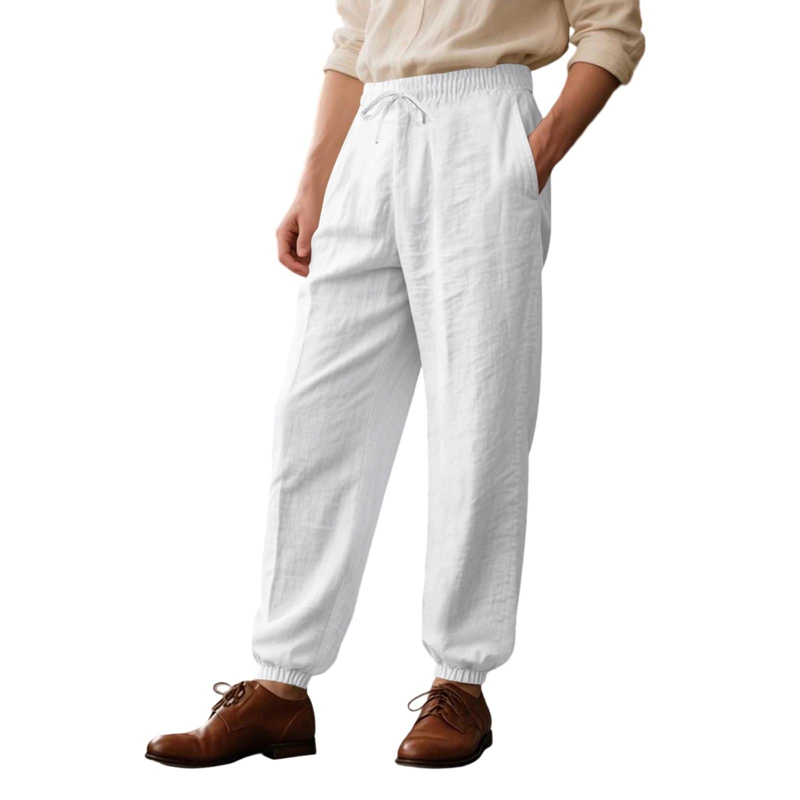 

Мужские Повседневные Брюки с Двойными Карманами и Завязками на Щиколотках XXL белый