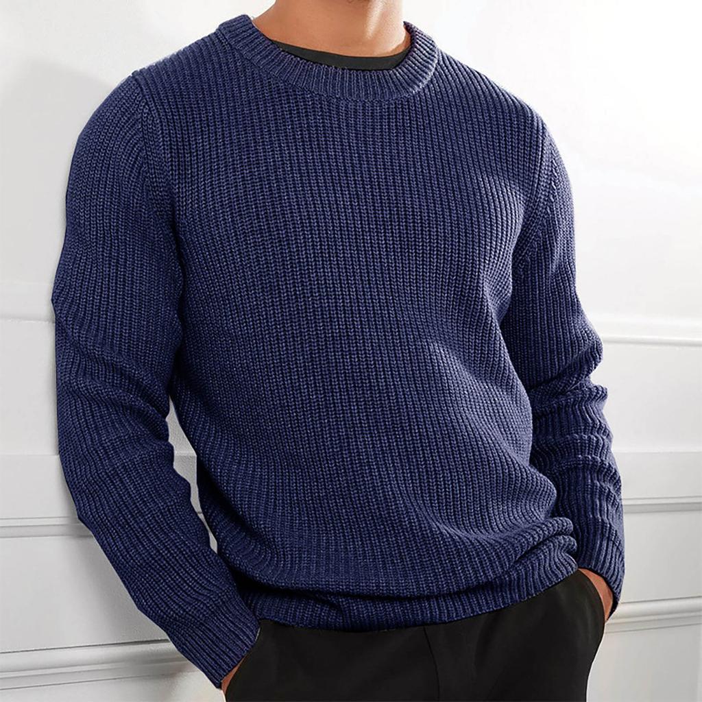 Men's Casual O-neck Loose Cotton Sweater Pullover