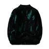 Men Winter Sweater Contrast Color Graffiti Thick Plush Half-high Collar Elastic Knit Long Sleeves Daily Wear School Dating Sweat