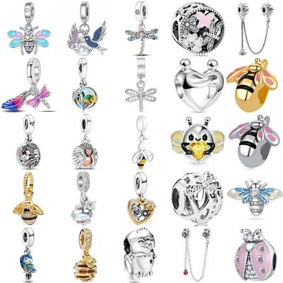 Copper Plating Parrot Bee Dragonfly Swallow Ladybug Pendant Charm Bead Fit Original Pendant Bracelet Diy Women Jewelry