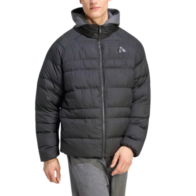 Adidas Puffer Jackets Men's Black Stand Collar Moderate