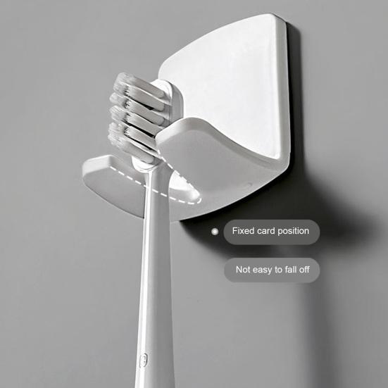2PCS Toothbrush Holder Wall Mount Suspended Design Stand Self Adhesive No Drilling Toothbrush Organizer for Bathroom