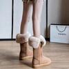 Plateau Lammfell Schneestiefel für Damen Herbst Winter Neu Hoher Schaft Fellintegriert Warm Plüschstiefel Baumwollschuhe 2025