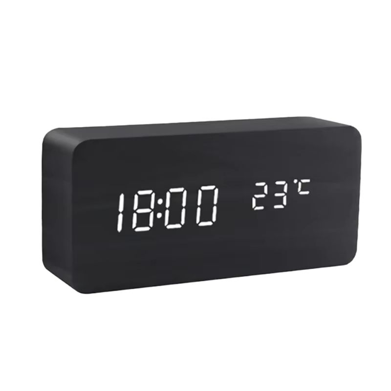 M-Modern-Wooden Digital Clock LED Clock With Temperature Desk Decorating Bedroom Decoration Table Decorations