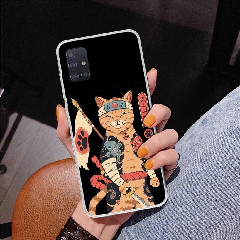 

Ramen Sushi Samurai Tattoo Cat Phone Case For Samsung Galaxy A52 A32 A22 A12 A51 A31 A50S A30S A20S A10S Note 20 Ultra 10 Plus S Samsung A50S