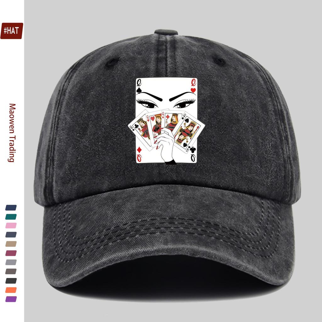 Pc Handheld Four Q Playing Cards Print Baseball Cap Unisex Sun Hat Multiple Colors Available Papa Hat Comfortable and Light