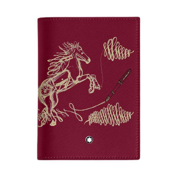 

Montblanc Zodiac Horse Pattern Leather Passport Holder Unisex Passport Holder Red 222861 Basic Set (Bag+Dust Bag)