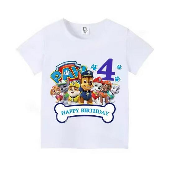 Children's Cartoon Paw Patrol Cotton T-shirt, Numbers 1-9, Short Sleeve, European and American Style