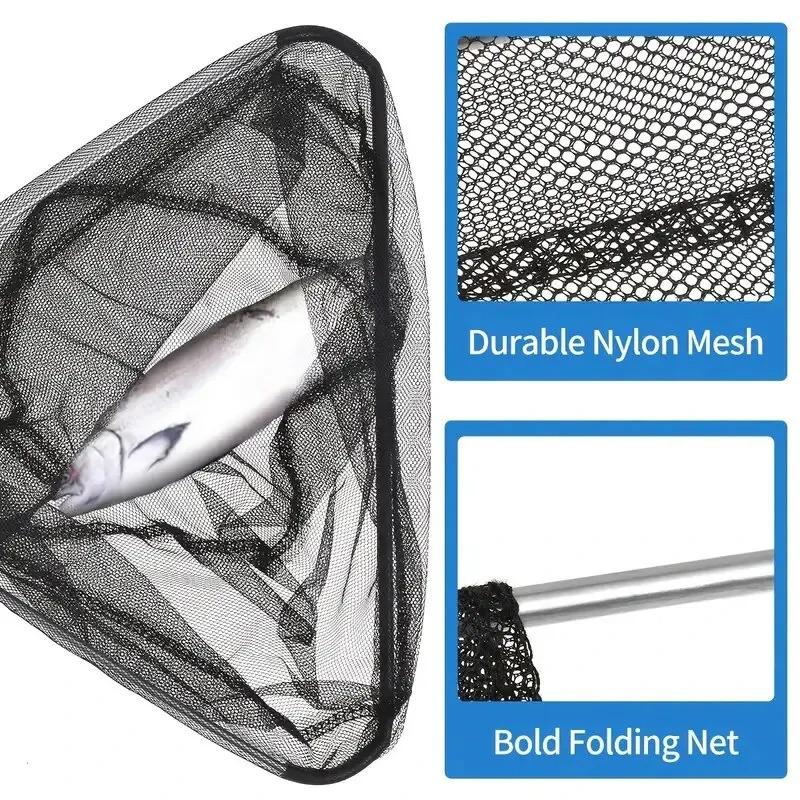 Aluminum Alloy Triangle Mini Folding Fishing Net High Quality And Durable Black Fishing Tools Practical Portable Fishing Nets